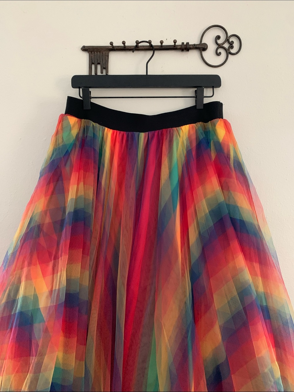 Torrid Rainbow Tulle Midi Skirt Size 0 Multicolor Elastic Waist - Picture 2 of 9
